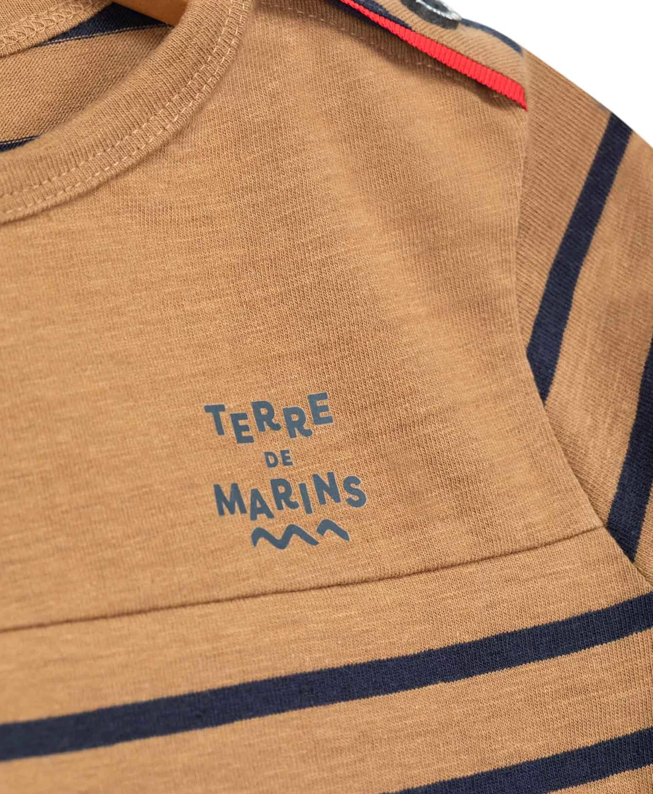 Terre de Marins MARINIERE ML FOND CAMEL RAYE INDIGO CABATAGE Sale