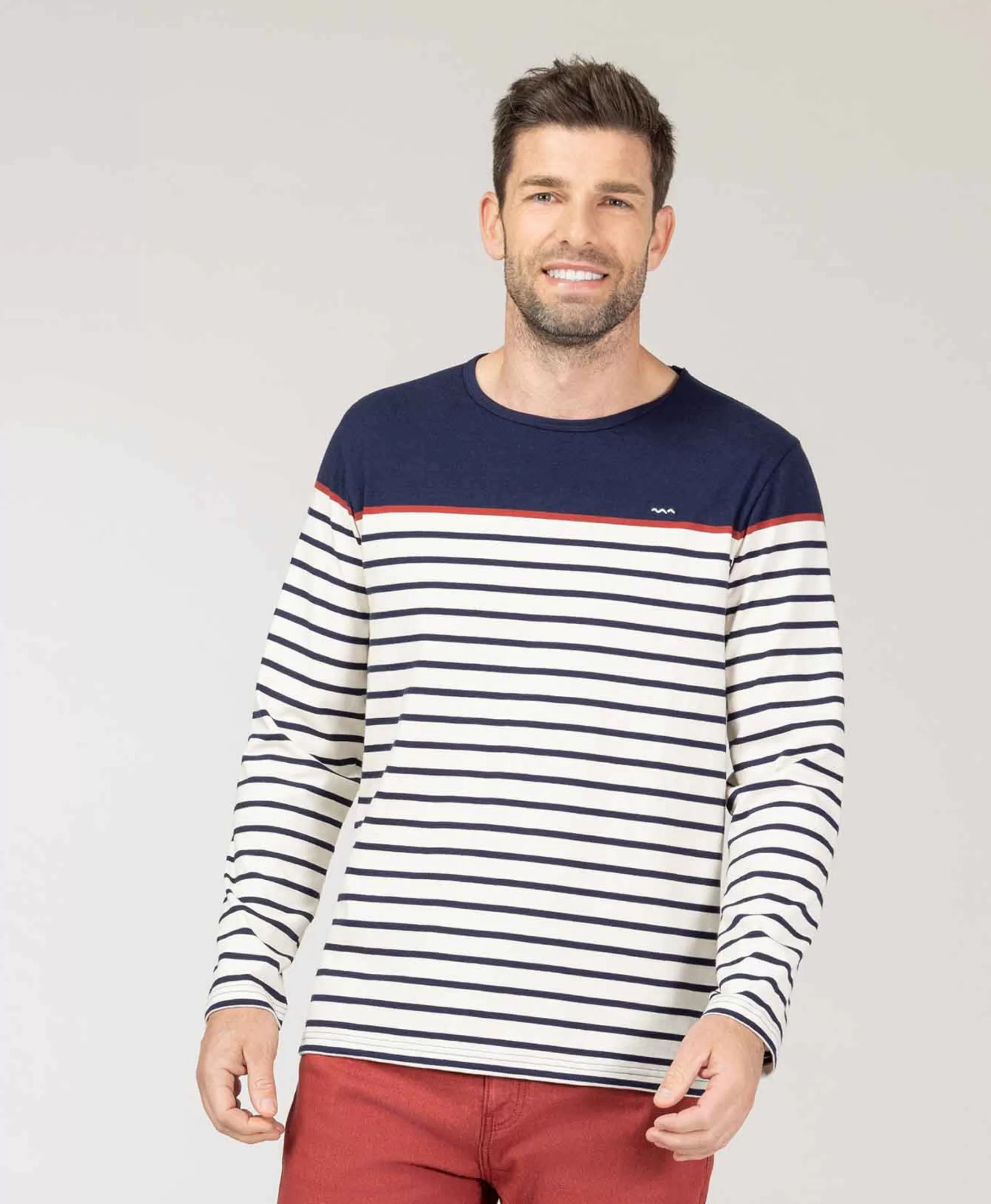 Terre de Marins MARINIERE ML FOND GREGE RAYE INDIGO MARITAGE Sale