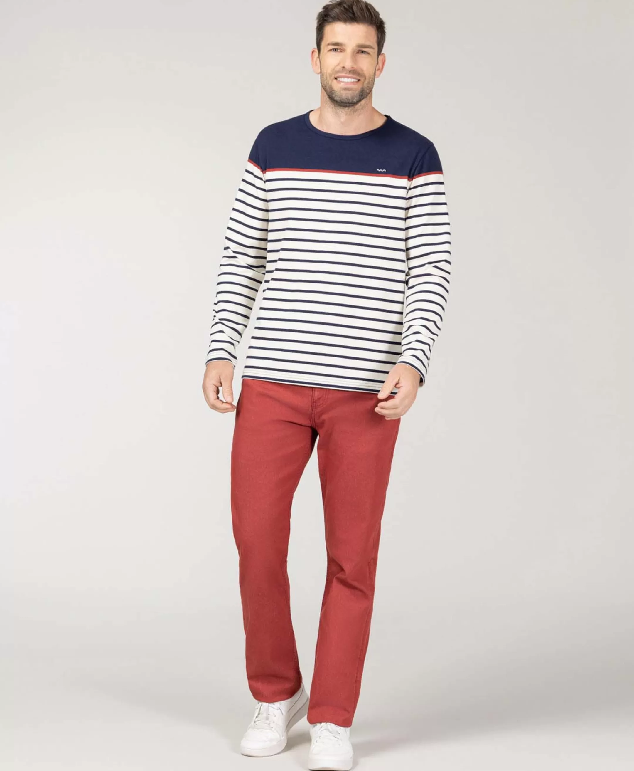 Terre de Marins MARINIERE ML FOND GREGE RAYE INDIGO MARITAGE Sale