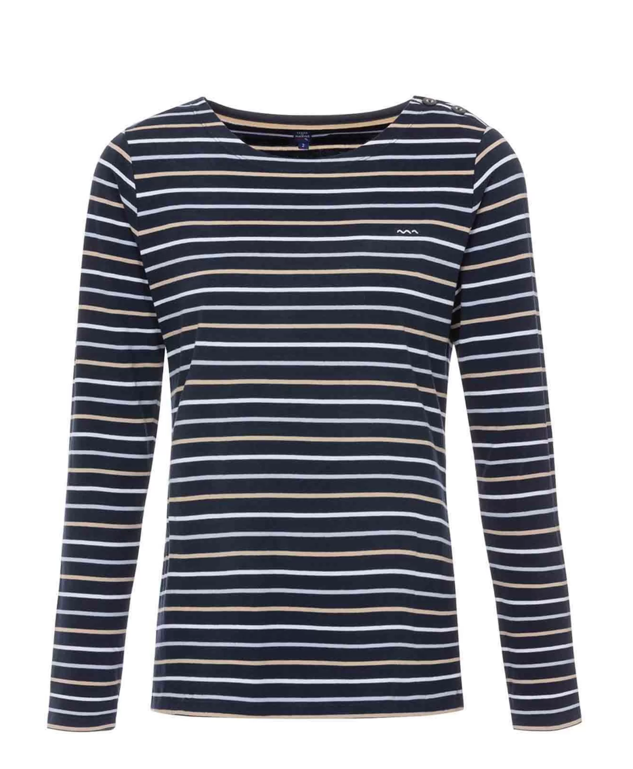 Terre de Marins TEE SHIRT ML FOND INDIGO RAYE MULTICOLORE SABIRE Fashion
